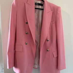 Pink blazer jacket with gold buttons from Zara size small